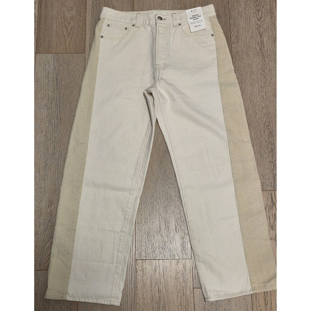 Madewell Pieced Barrel Leg Jeans Corduroy Panel Vintage Canvas W27 Ankle NWT